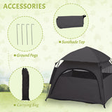 PawHut Foldable Dog Cat Tent with Waterproof Oxford, Carry Bag for Extra Large Dog, Charcoal Grey