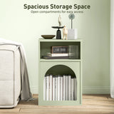 HOMCOM Bedside Table with 2 Open Compartments - Light Green