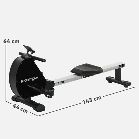 SPORTNOW Folding Rowing Machine, 16-Level Magnetic Rower Machine with Dual Aluminium Slid Rail and LCD Monitor, Vertical Storage, for Home Gym Cardio Training, 150kg Weight Capacity