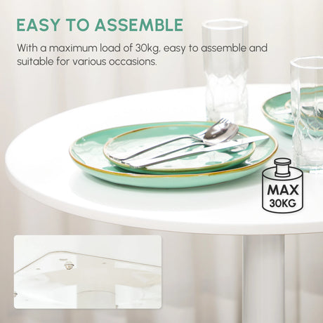 HOMCOM 75H x 70cm Two-Person Minimalistic Dining Table - White