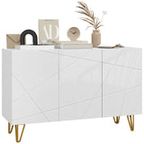 HOMCOM Modern Luxe High Gloss Sideboard, with Hairpin Legs - White