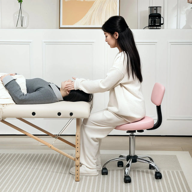 HOMCOM 360 Swivel Seat Salon Stool - Pink