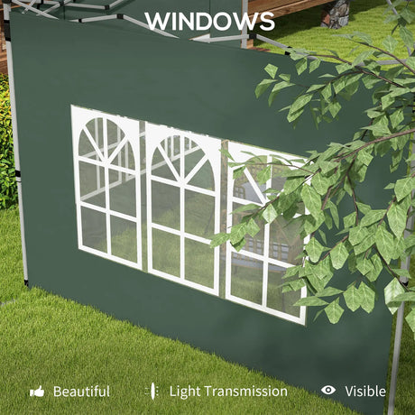 Outsunny Gazebo Side Panels, Sides Replacement with Window for 3x3(m) or 3x4m Pop Up Gazebo, 2 Pack, Green