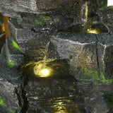 Outsunny Garden Water Feature with LED Lights - Dark Grey