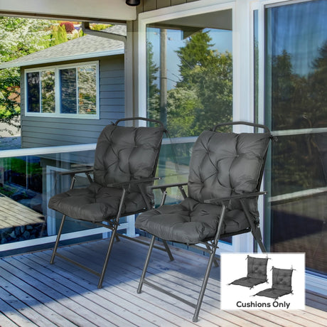 Outsunny Set of Two Outdoor Seat Cushions - Dark Grey