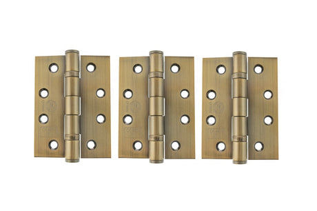 Atlantic Ball Bearing Hinges Grade 13 Fire Rated 4" x 3" x 3mm set of 3 - Antique Brass - Set of 3