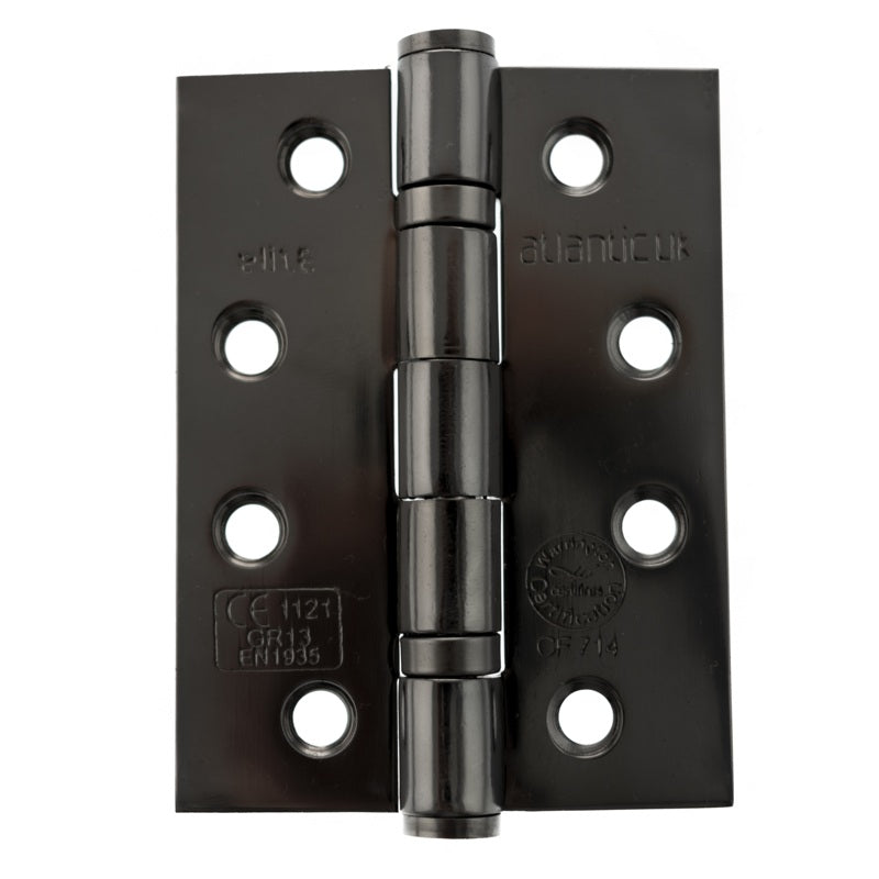 Atlantic Ball Bearing Hinges Grade 13 Fire Rated 4" x 3" x 3mm - Black Nickel - Pair