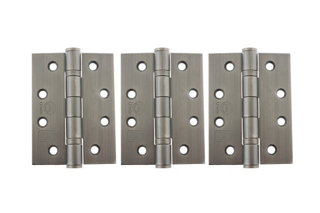 Atlantic Ball Bearing Hinges Grade 13 Fire Rated 4" x 3" x 3mm set of 3 - Matt Gun Metal - Set of 3