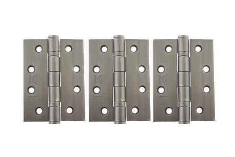Atlantic Ball Bearing Hinges Grade 13 Fire Rated 4" x 3" x 3mm set of 3 - Matt Gun Metal - Set of 3