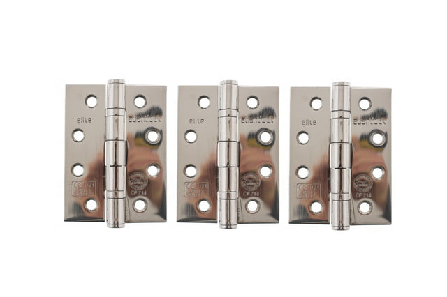 Atlantic Ball Bearing Hinges Grade 13 Fire Rated 4" x 3" x 3mm set of 3 - Polished Stainless Steel - Set of 3