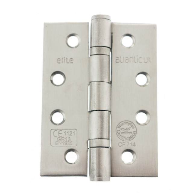 Atlantic Ball Bearing Hinges Grade 13 Fire Rated 4" x 3" x 3mm - Satin Stainless Steel - Pair