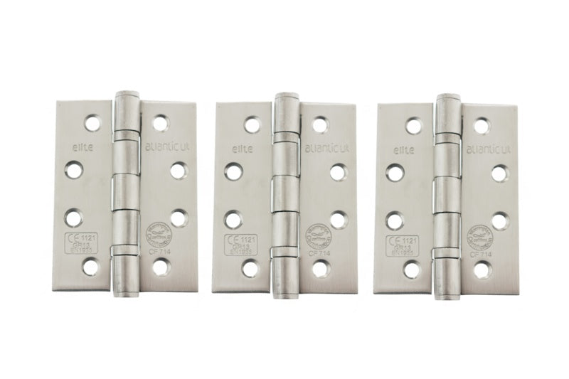 Atlantic Ball Bearing Hinges Grade 13 Fire Rated 4" X 3" X 3mm set of 3 - Satin Stainless Steel - Set of 3