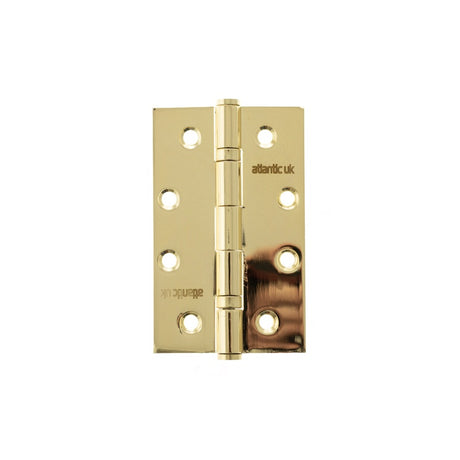 Atlantic Slim Knuckle Ball Bearing Hinges 4" x 2.5" x 2.5mm - Polished Brass - Pair