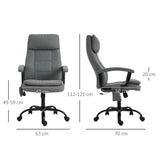 Vinsetto Office Chair, Linen Fabric Desk Chair with 2 Point Massage in Lumbar, Adjustable Height, Rolling Wheels, Grey