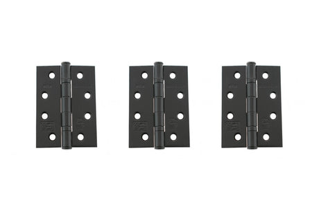 Atlantic Ball Bearing Hinges Grade 11 Fire Rated 4" x 3" x 2.5mm set of 3 - Matt Black - Set of 3