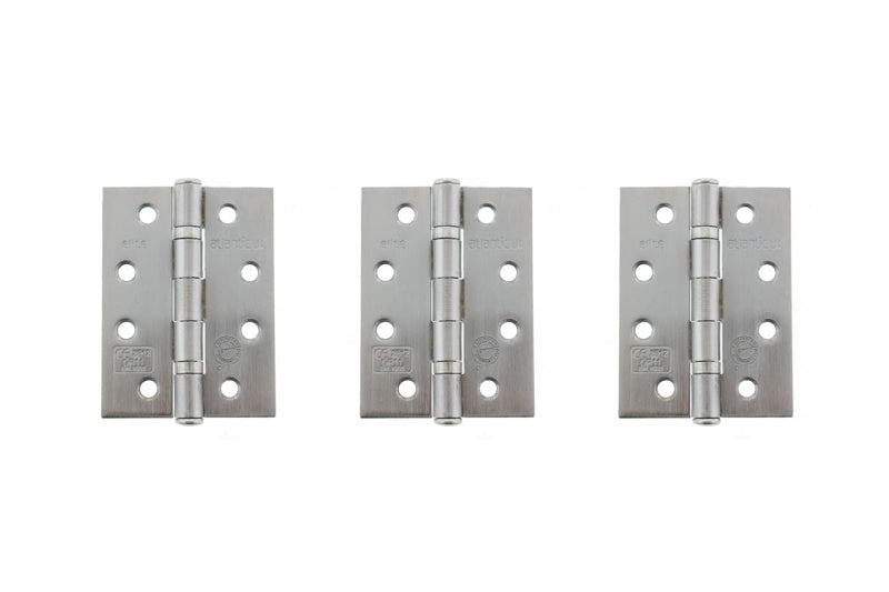 Atlantic Ball Bearing Hinges Grade 11 Fire Rated 4" x 3" x 2.5mm set of 3 - Satin Chrome - Set of 3