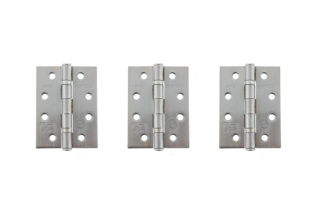 Atlantic Ball Bearing Hinges Grade 11 Fire Rated 4" x 3" x 2.5mm set of 3 - Satin Chrome - Set of 3