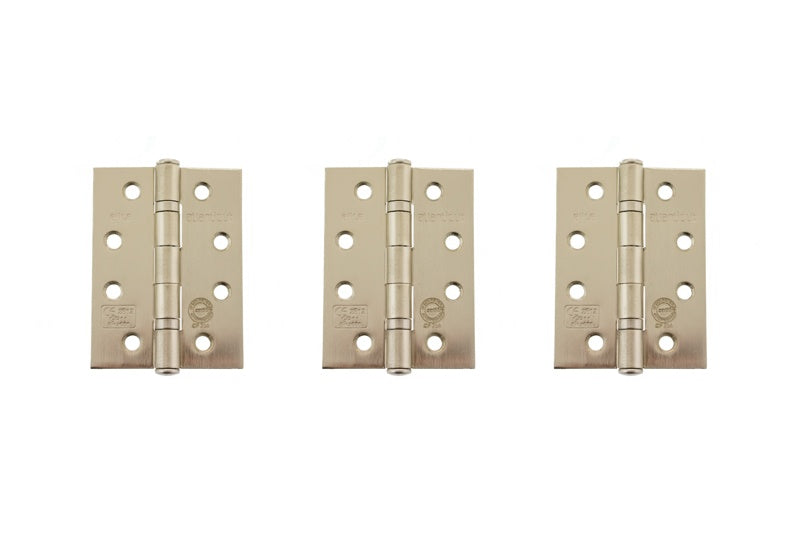 Atlantic Ball Bearing Hinges Grade 11 Fire Rated 4" x 3" x 2.5mm set of 3 - Satin Nickel - Set of 3