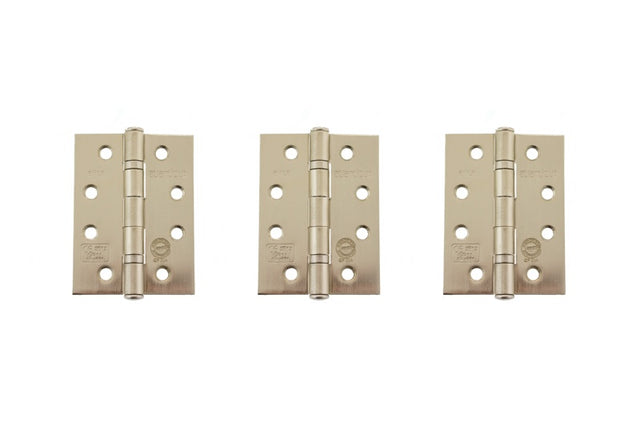 Atlantic Ball Bearing Hinges Grade 11 Fire Rated 4" x 3" x 2.5mm set of 3 - Satin Nickel - Set of 3