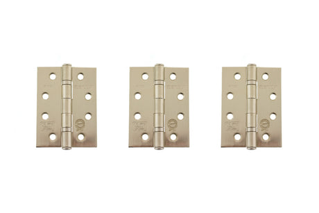 Atlantic Ball Bearing Hinges Grade 11 Fire Rated 4" x 3" x 2.5mm set of 3 - Satin Nickel - Set of 3