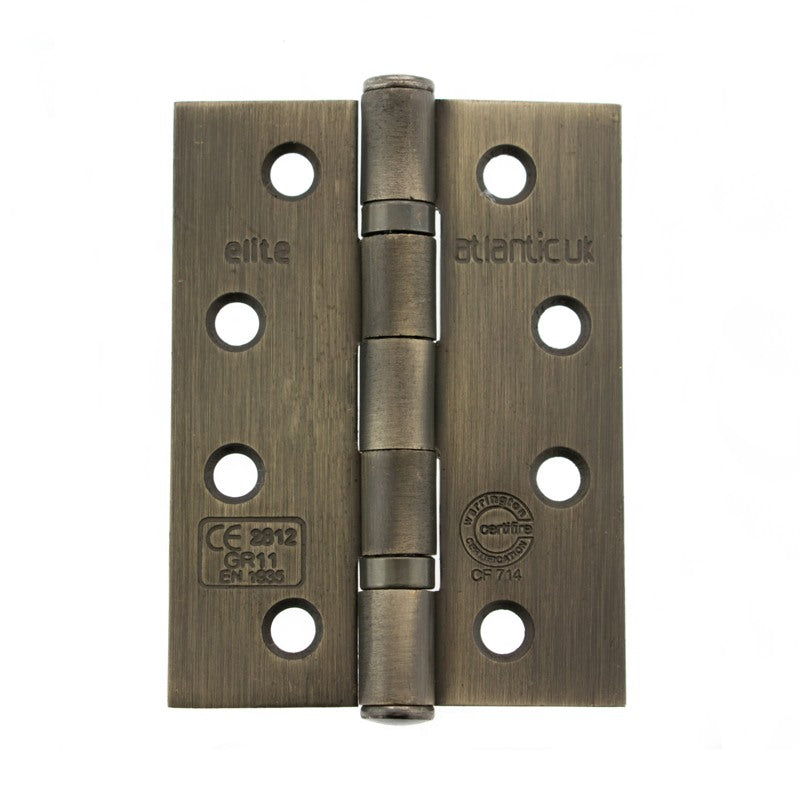 Atlantic Ball Bearing Hinges Grade 11 Fire Rated 4" x 3" x 2.5mm - Urban Bronze - Pair