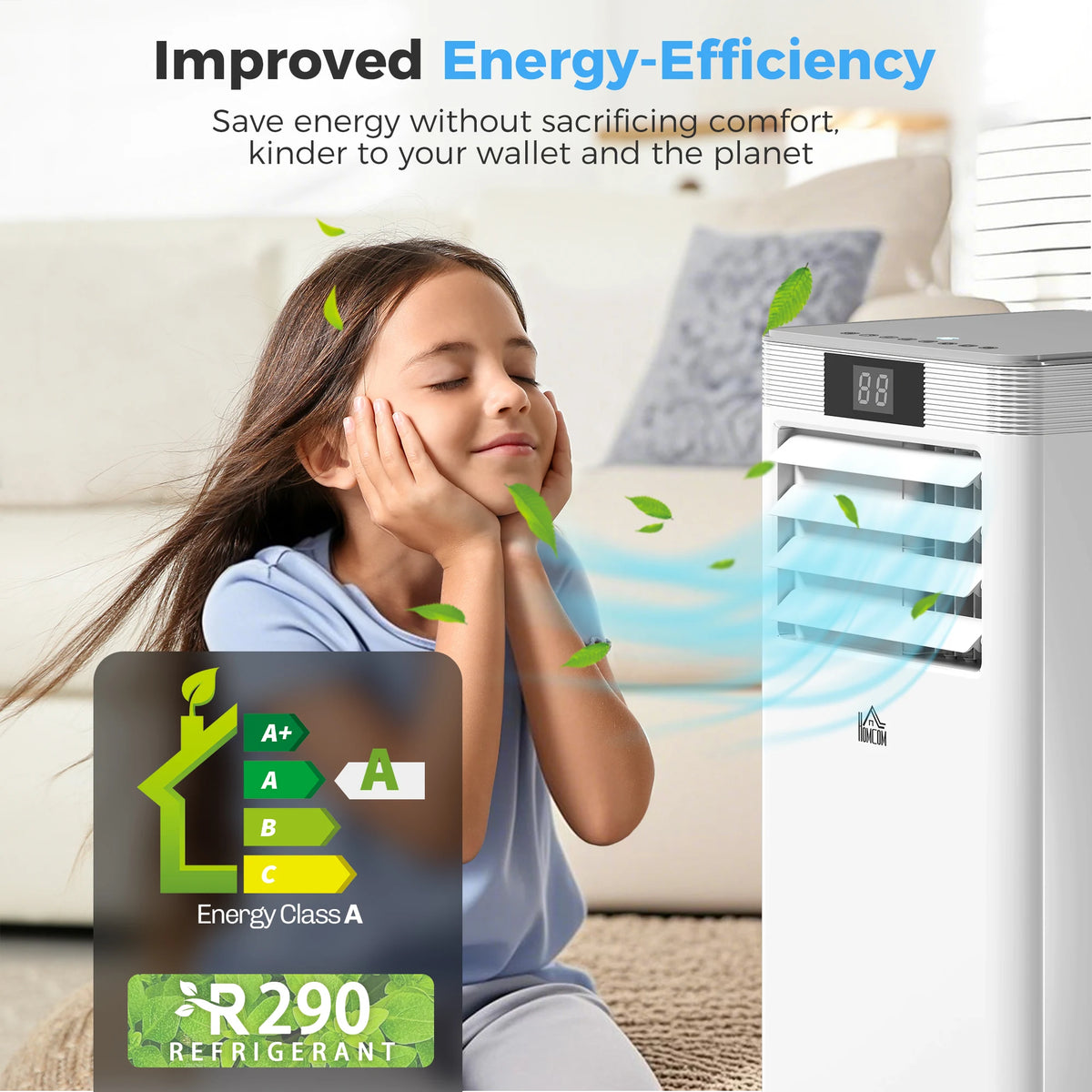 HOMCOM 7000 BTU Air Conditioning Unit, 3-in-1 Portable Air Conditioner, Dehumidifier, Cooling Fan with Remote Control, LED Display, 2 Speeds, 24H Timer, Window Venting Kit, 15m2
