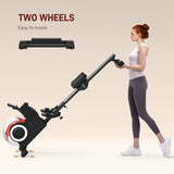 SPORTNOW Foldable Rowing Machine, Water Rower with Wheels, LCD Monitor and Tablet Holder for Cardio Training, Black