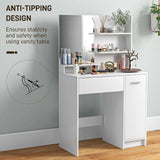 HOMCOM Dressing Table and Stool Set, with Storage - White