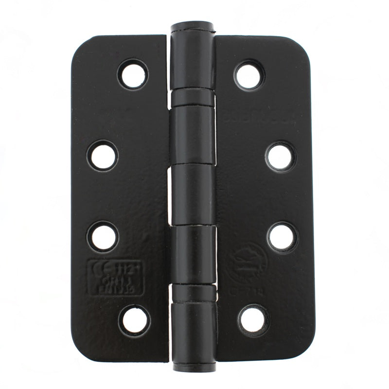 Atlantic Radius Corner Ball Bearing Hinges 4" X 3" X 3mm - Matt Black - Pair