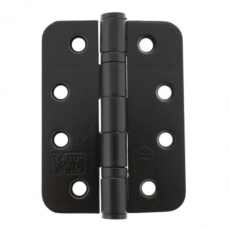 Atlantic Radius Corner Ball Bearing Hinges 4" X 3" X 3mm - Matt Black - Pair