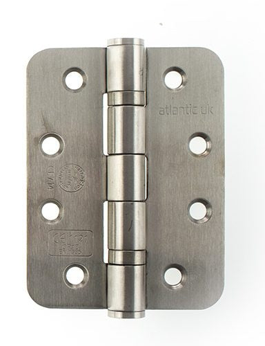 Atlantic Radius Corner Ball Bearing Hinges 4" X 3" X 3mm - Satin Stainless Steel - Pair