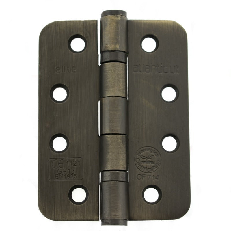 Atlantic Radius Corner Ball Bearing Hinges 4" X 3" X 3mm - Urban Bronze - Pair