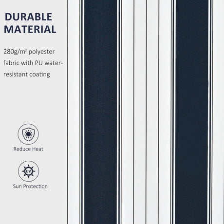 Outsunny Manual Retractable Awning, 3x2.5 m-Blue/White Stripes