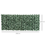 Outsunny 1-Piece Artificial Leaf Hedge Screen Privacy Fence Panel for Garden Outdoor Indoor Decor, Dark Green, 2.4M x 1M