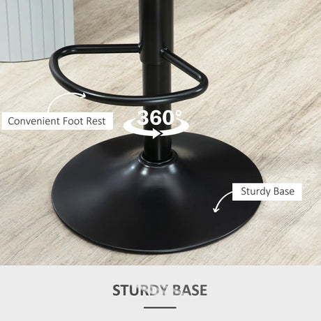 HOMCOM Bar Stools Set of 2, Swivel Counter Height Barstools with Back, Adjustable PU Leather Bar Chairs, Modern Armless Kitchen Island Stool, Dark Grey