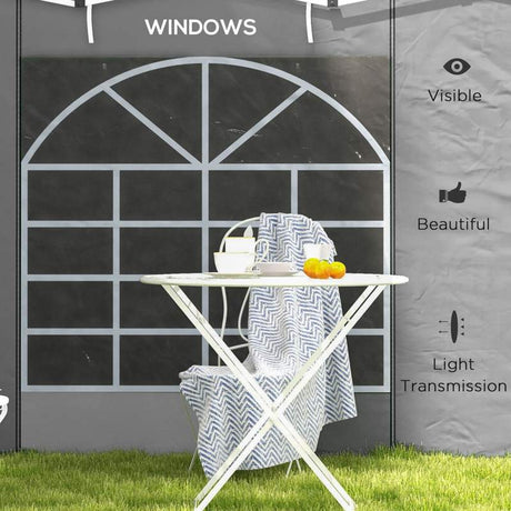 Outsunny Gazebo Side Panels, 2 Pack Sides Replacement, for 3x3(m) or 3x6m Pop Up Gazebo, with Windows and Doors, Light Grey