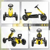 AIYAPLAY Pedal Go Kart for Kids 2-5 Years, with Silent EVA Wheels, Metal Frame, Yellow