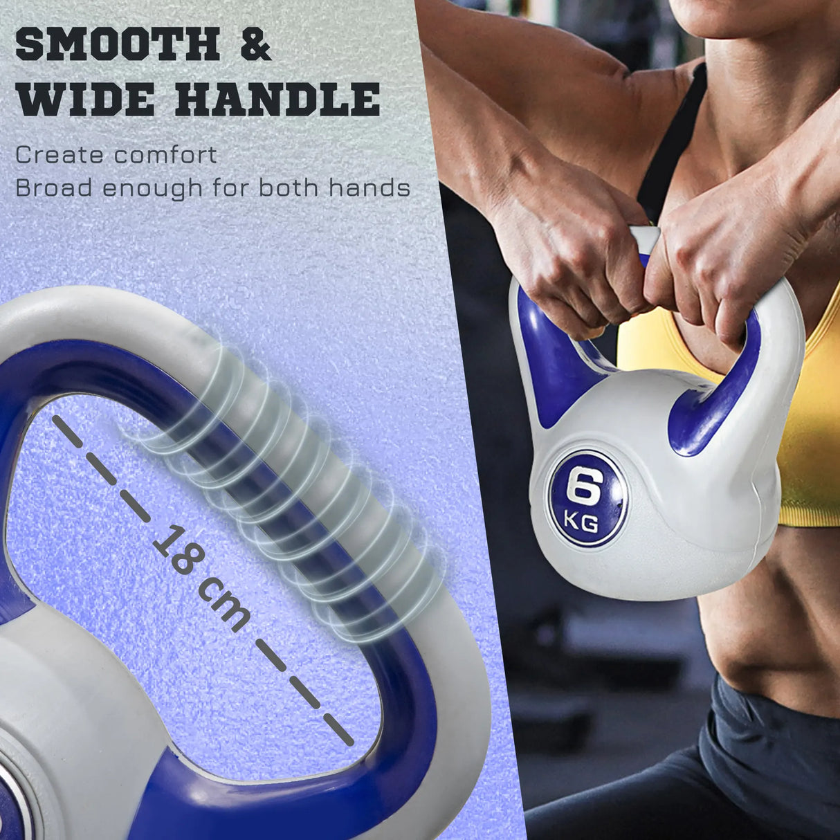 SPORTNOW Kettlebell, 6kg Kettle Bells with Handle for Home Gym Weight Lifting and Strength Training, Purple and Grey