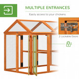 PawHut Large Chicken Run, Wooden Chicken coop, with Combinable Design - Wood Effect