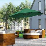 Outsunny 2.5M Garden Cantilever Parasol, Offset Roma Patio Umbrella Hanging Sun Shade Canopy Shelter with 360 Rotation and Cross Base, Green