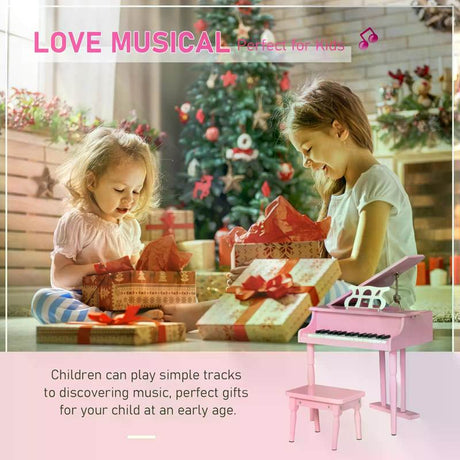 HOMCOM 30 Keys Mini Kids Piano for Child with Music Stand and Bench Best Gifts Toy