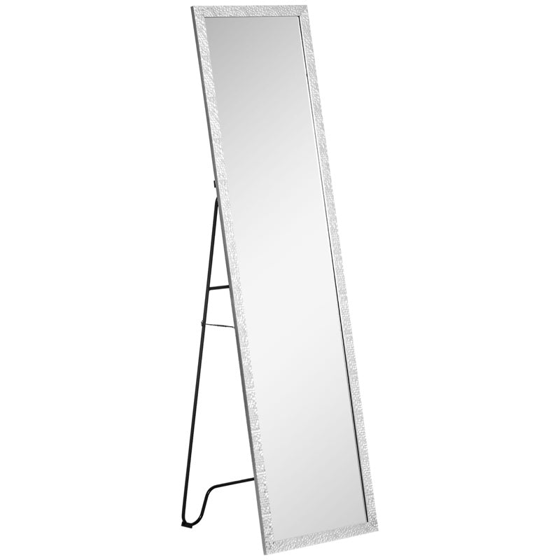 HOMCOM Full Length Mirror Free Standing Mirror Dressing Mirror with PS Frame Modern Wall Mirror for Living Room and Bedroom 34 x 144cm, Silver