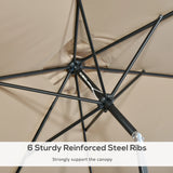 Outsunny 3x2m Patio Parasol Garden Umbrellas Canopy with Aluminium Tilt Crank Rectangular Sun Shade Steel, Khaki