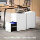 Vinsetto 3-Drawer Steel Filing Cabinet with Lock - White