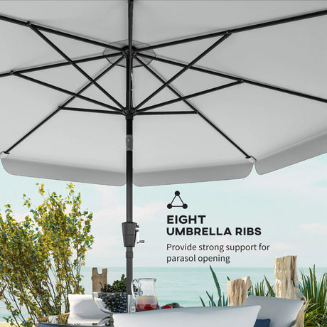 Outsunny 3 m Garden Parasol with Tilt Mechanism & Crank Handle, UPF 30+ Patio Umbrella Outdoor Table Umbrella, Light Grey