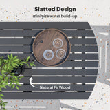 Outsunny 5 Piece Wooden Garden Dining Set for 6, Outdoor Conversation Set with 2 Armchairs, 2 Loveseats and Dining Table with Umbrella Hole for Patio, Balcony, Grey