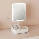 HOMCOM Makeup Mirror with Lights, Rechargeable Vanity Mirror w/ Touch Screen, 2 Lighting Modes and 180 Rotation, White