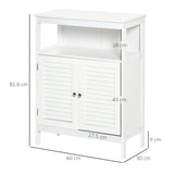 kleankin Bathroom Storage Unit Cabinet with Open Storage Shelf, Freestanding Floor Cabinet Organizer with 2 Doors for Living Room Kitchen Entryway, White