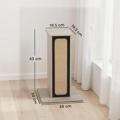 PawHut 63cm Cat Scratching Post, Cat Scratcher with Replaceable Scratching Board, Top Perch, Sisal Scratch Mat, Oak