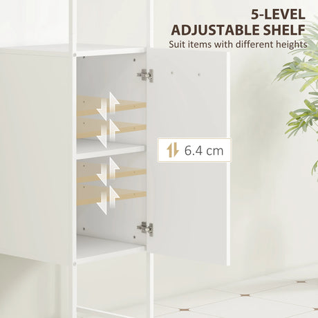 HOMCOM Tall Bathroom Cabinet with Open Shelves and Adjustable Shelf - White